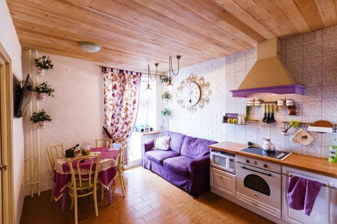 kitchen-living room design in Provence style