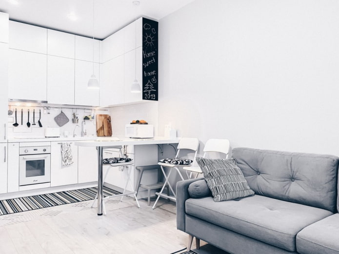 kitchen-living room design in scandinavian style