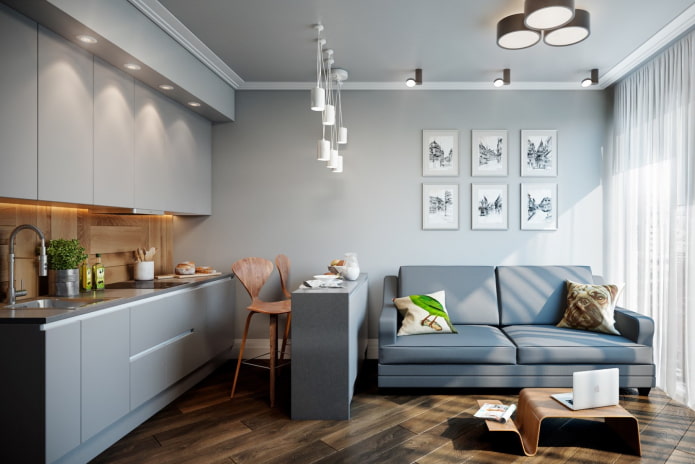 kitchen-living room interior design