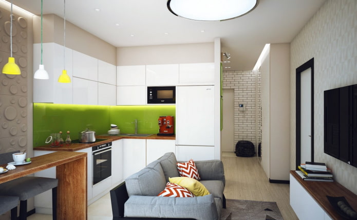 kitchen-living room design in modern style