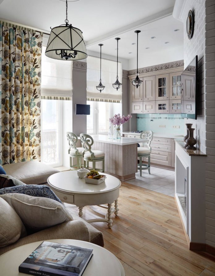 Kitchen-living room in Provence style