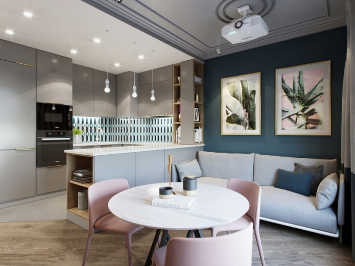 square kitchen-living room