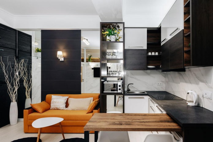 small kitchen-living room