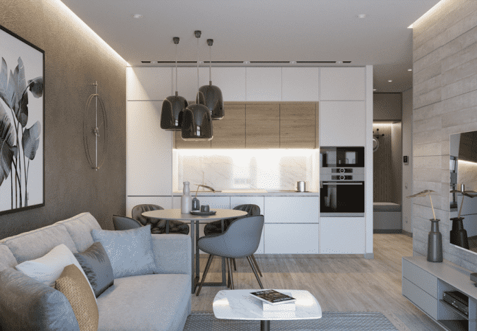 square kitchen-living room