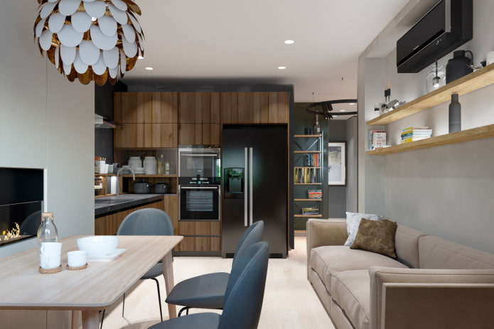 kitchen-living room design 15 square meters