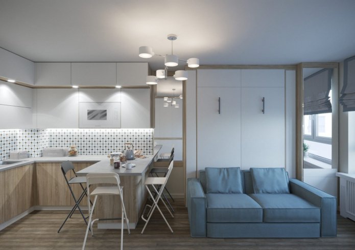Zoning with a U-shaped kitchen set
