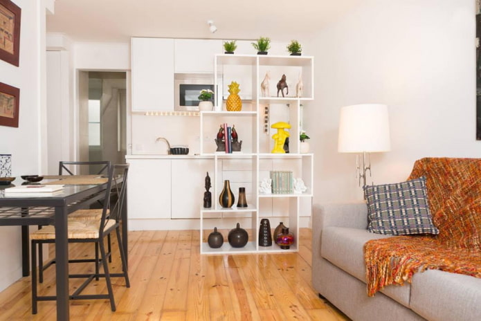 zoning of a kitchen-living room of 16 square meters