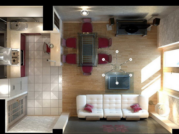 Kitchen-living room layout