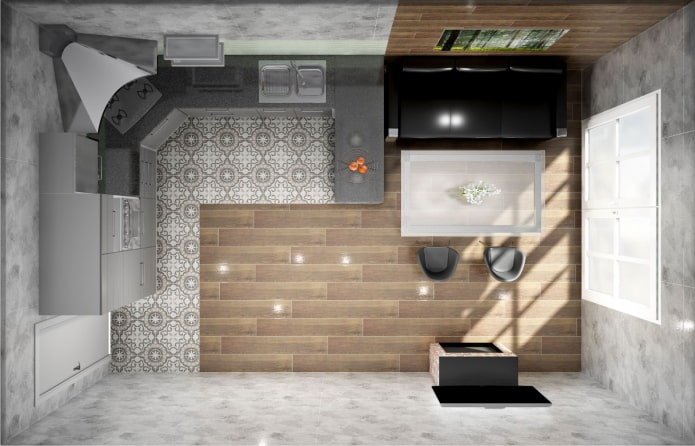Kitchen-living room layout