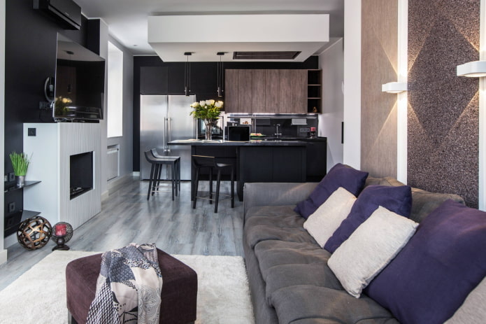 Living room with fireplace