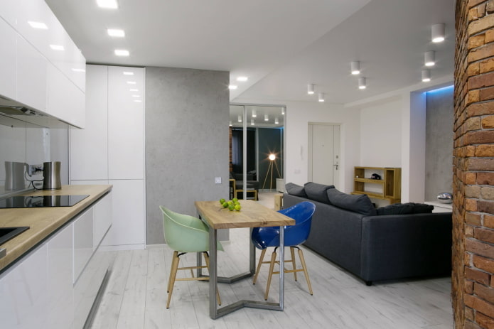 Sofa with its back to the kitchen