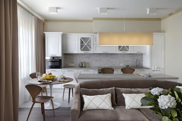 design of the kitchen-living room interior