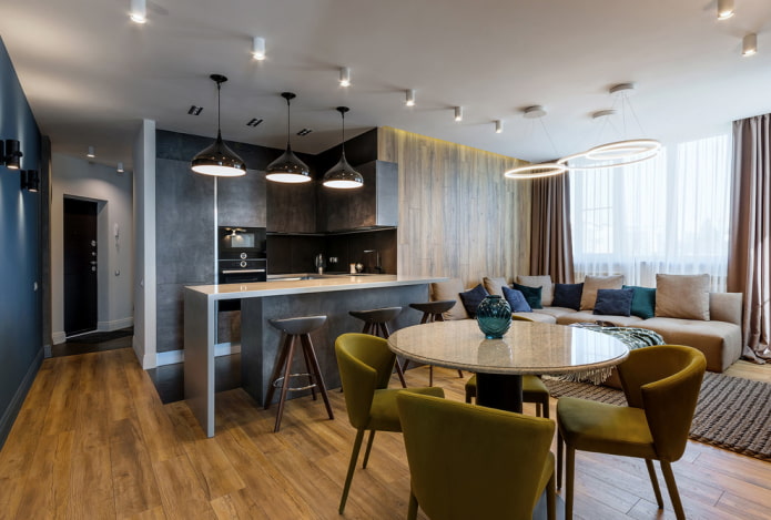 large kitchen-living room