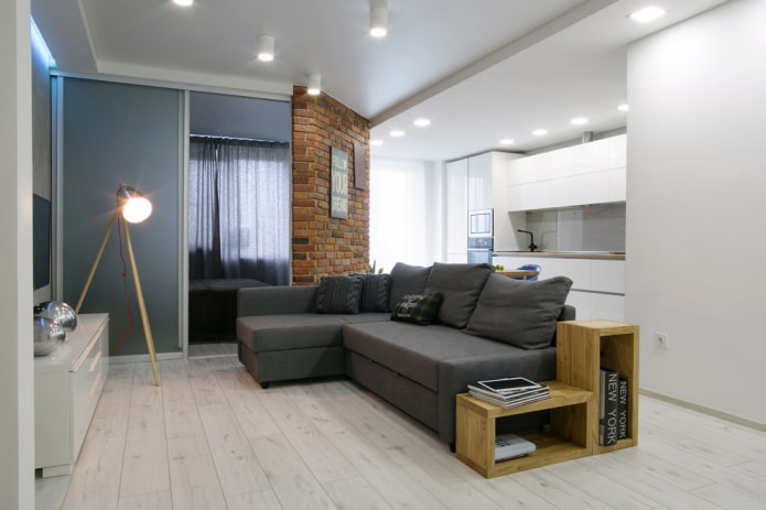 stylish kitchen-living room
