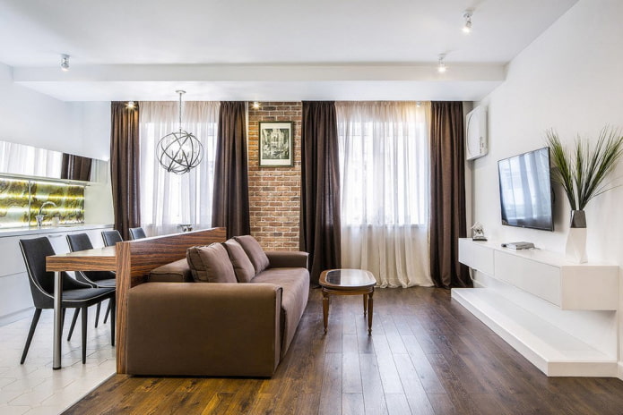 zoning of a combined kitchen-living room