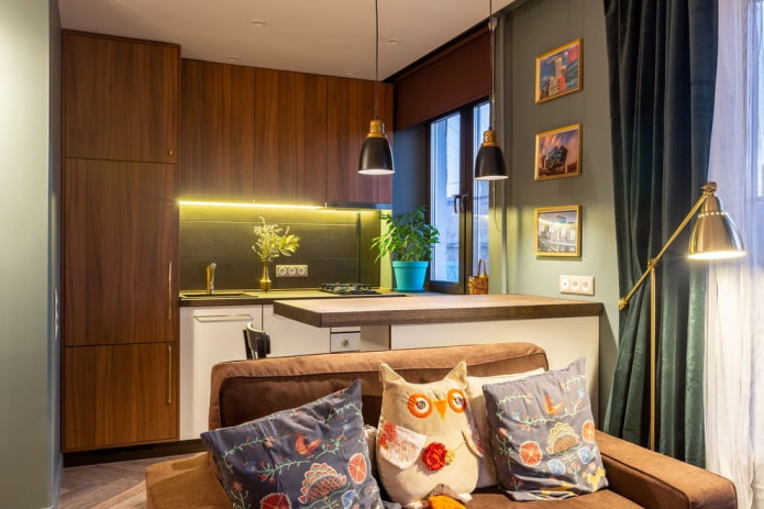 design of the kitchen-living room interior