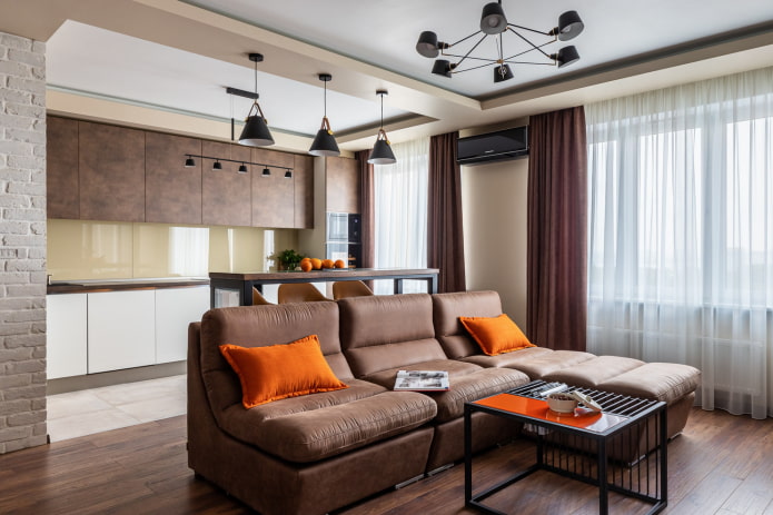 zoning of a combined kitchen-living room