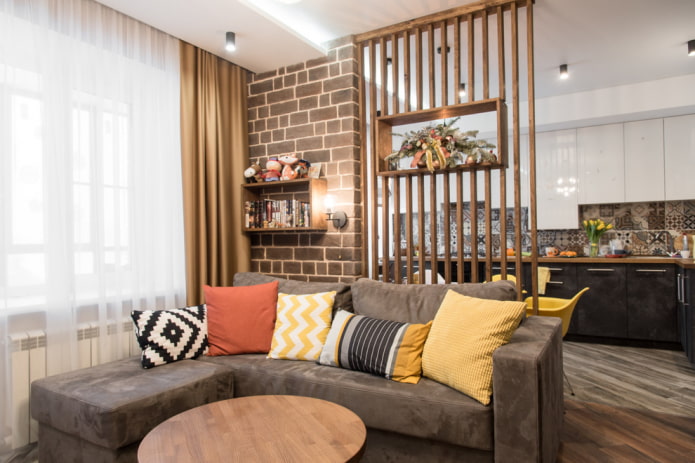 zoning of a combined kitchen-living room