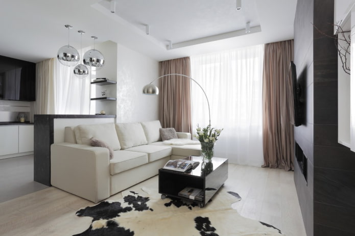 design of the kitchen-living room interior