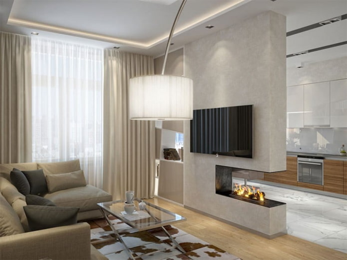 kitchen-living room interior design