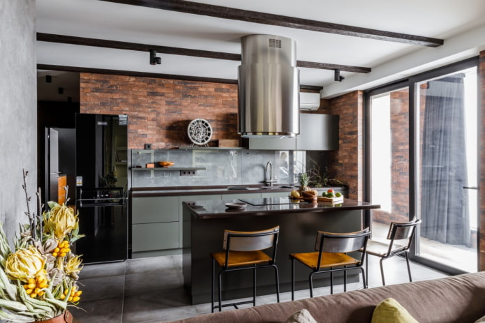 brick wall in the kitchen