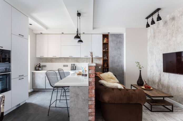 kitchen-living room zoning
