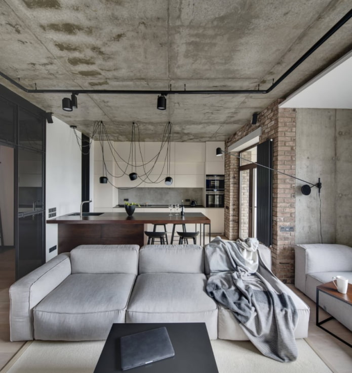 sofa for a studio in a loft style