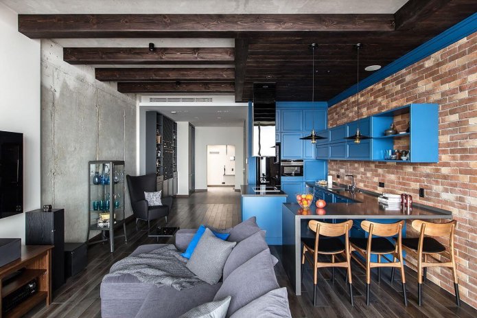 beams and brick wall