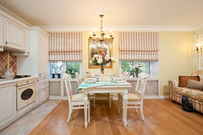 interior of the kitchen-living room in the Provencal style