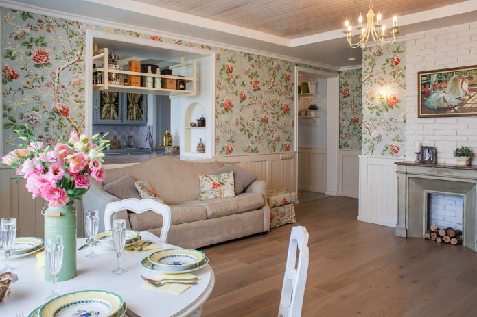 kitchen-living room interior in Provence style