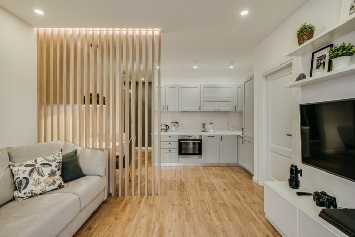zoning of a combined kitchen-living room