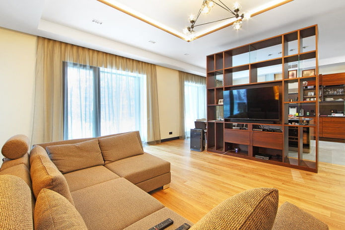 zoning of a combined kitchen-living room