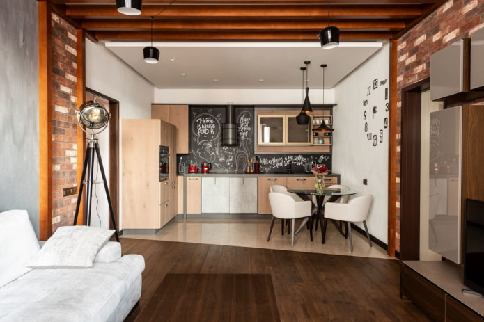 zoning of a combined kitchen-living room