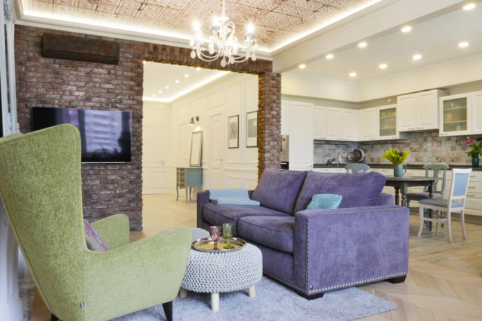 wall decoration in the interior of the kitchen-living room