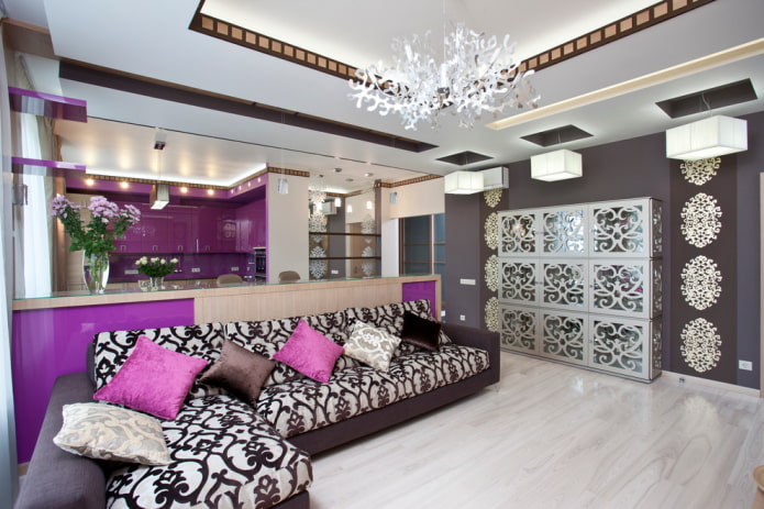 kitchen-living room interior in bright colors