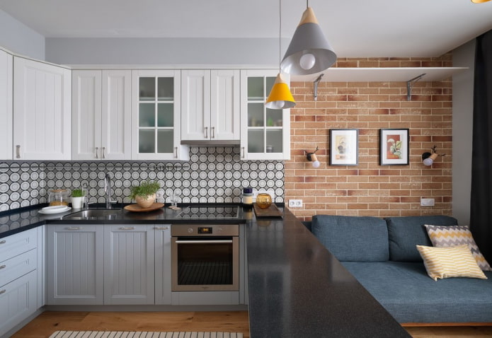 wall decoration in the interior of the kitchen-living room