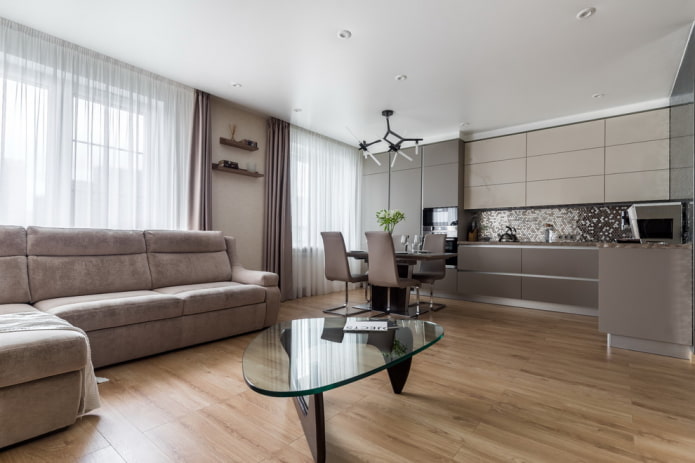 open plan kitchen-living room interior
