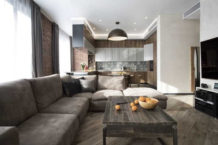interior of a kitchen-living room in a modern style