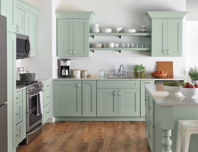 mint kitchen set in a classic style