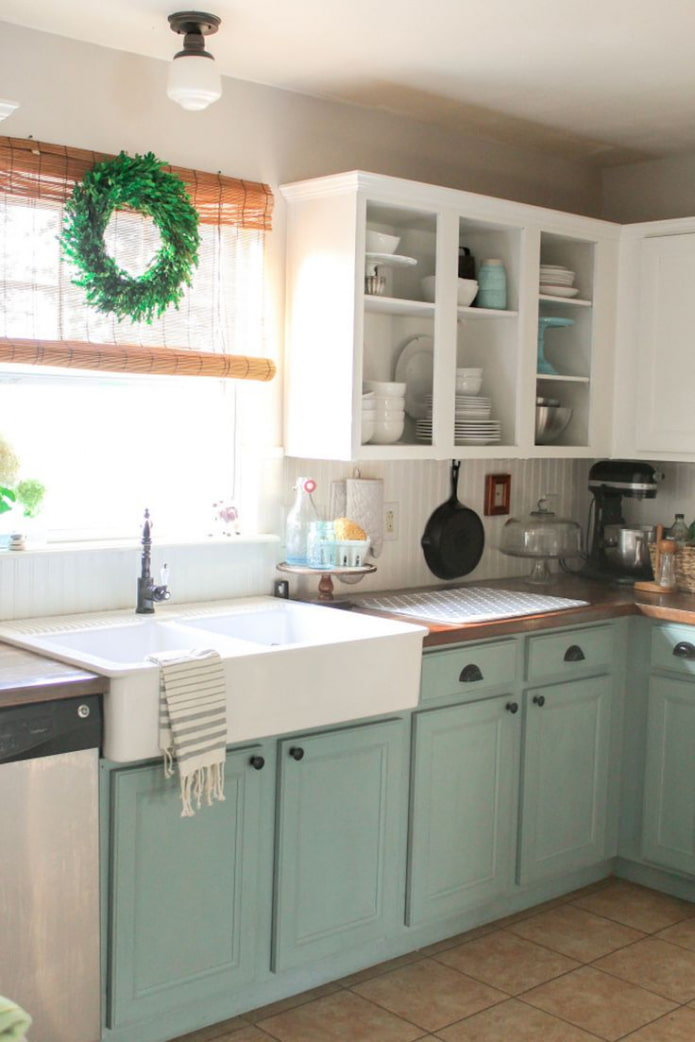 mint white kitchen