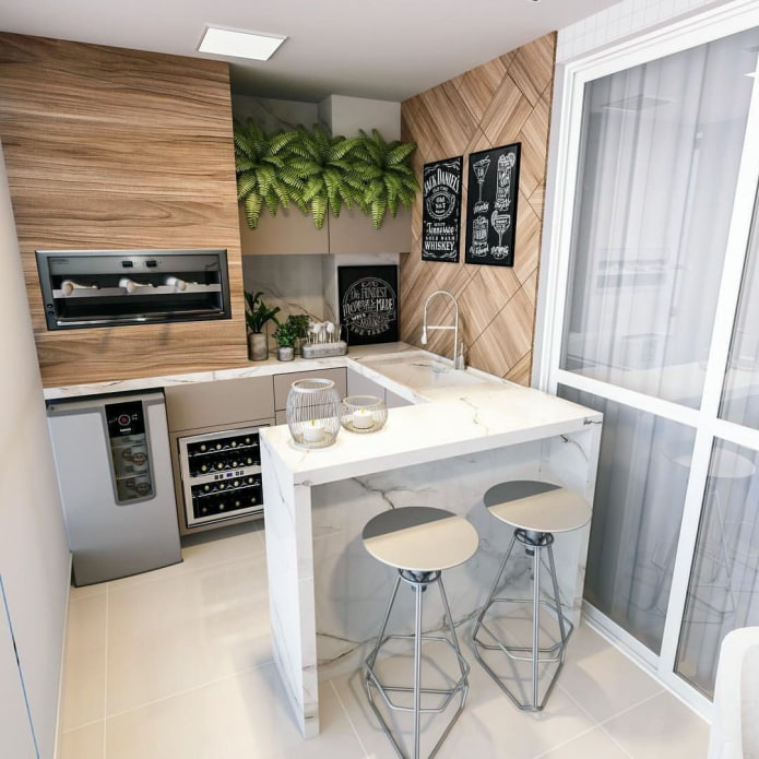 kitchen design on the loggia
