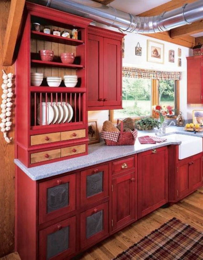 colored kitchen at the dacha