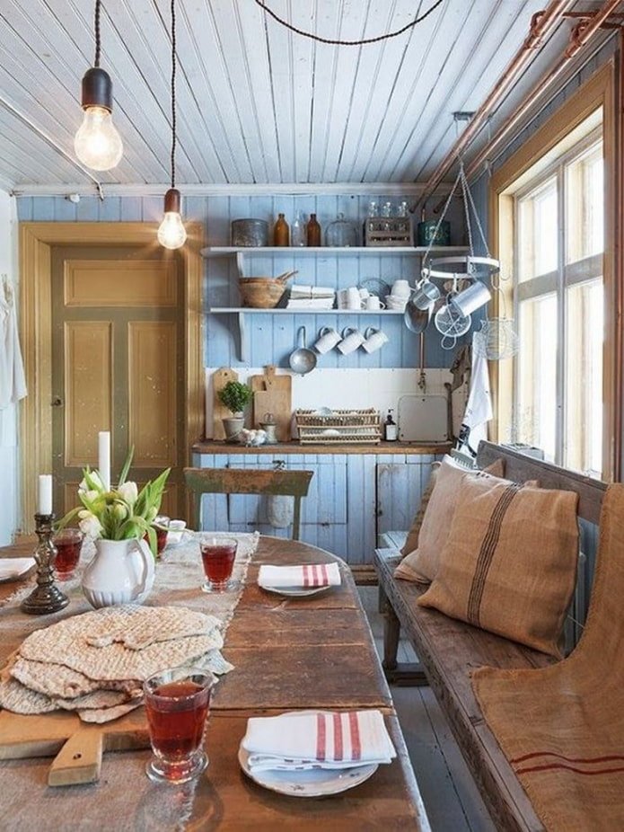 blue paneling on the walls