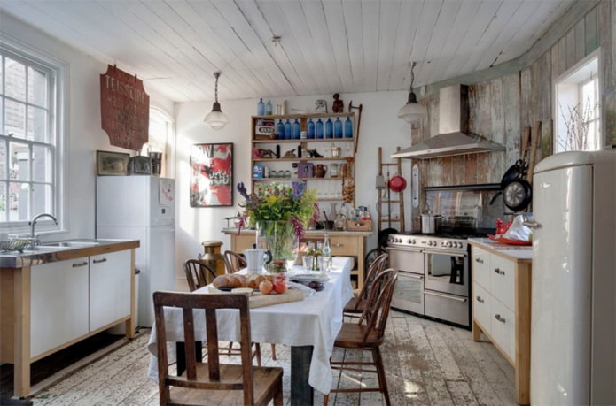 dacha with a refrigerator and stove