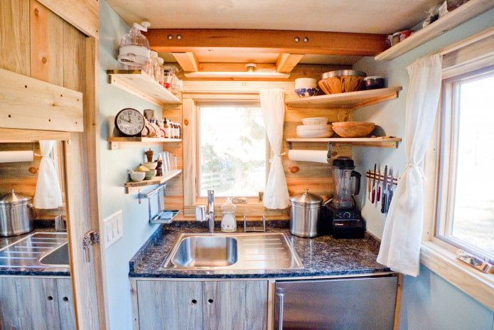 kitchen with low ceilings