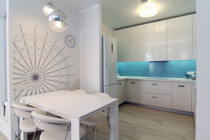 kitchen in a niche without a window in the interior