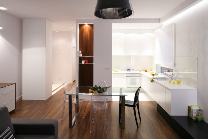 niche with a window in a one-room apartment