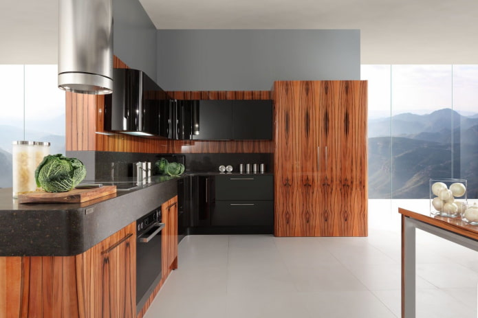 red wood in the kitchen