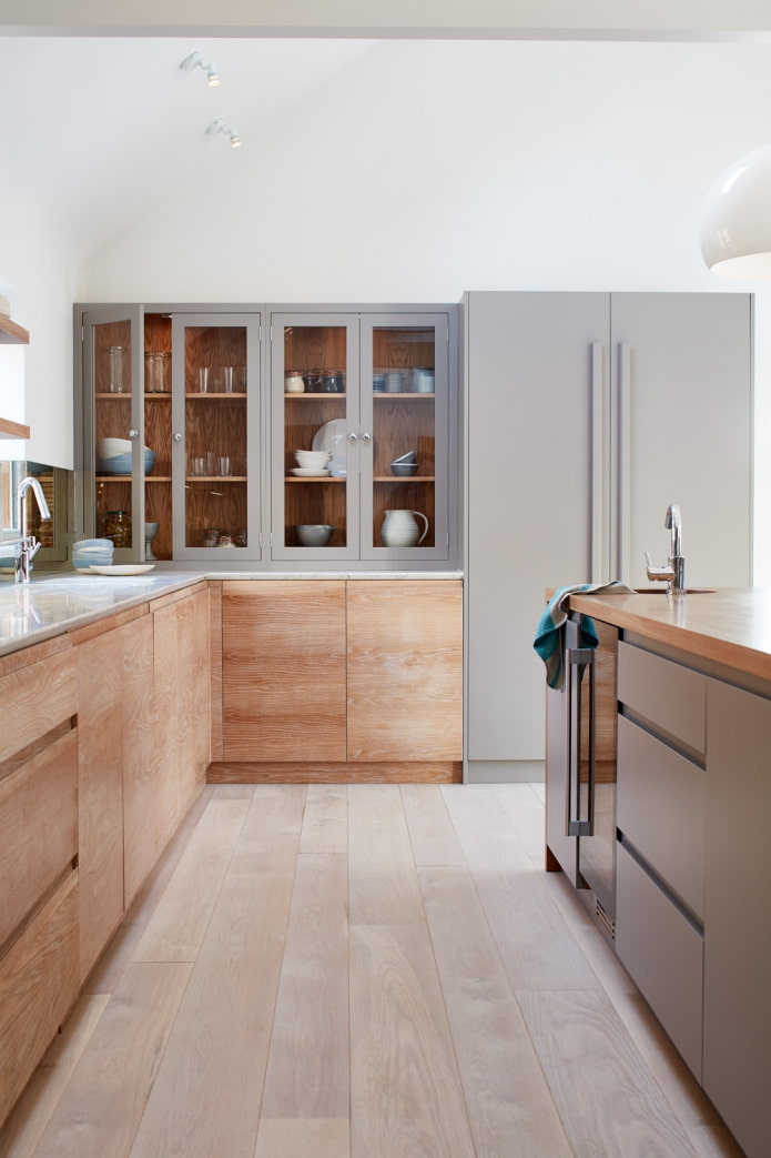 combination of wood with gray