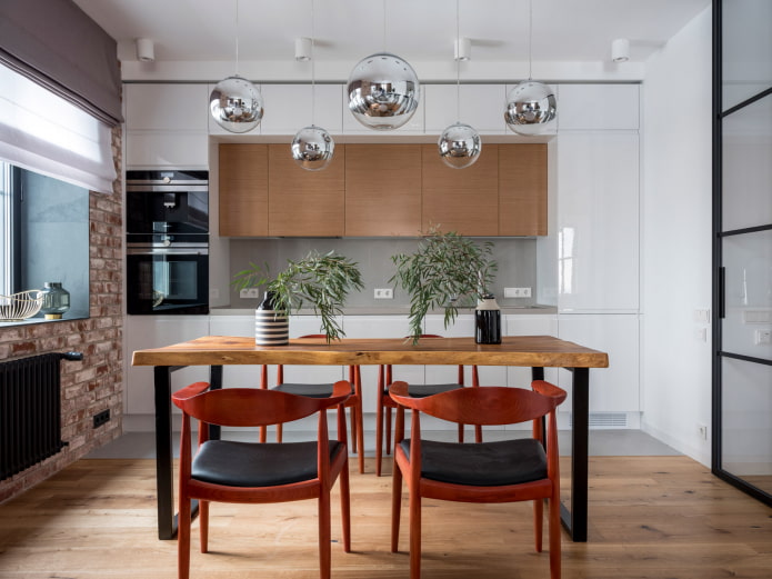 white kitchen with wood